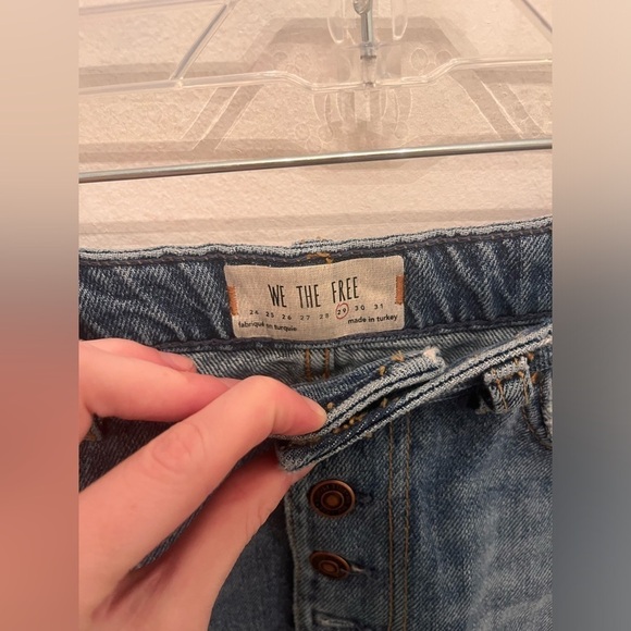 Free People Halloe Denim Miniskirt Cutoff Buttons Size 29 Distressed Denim - Picture 3 of 4